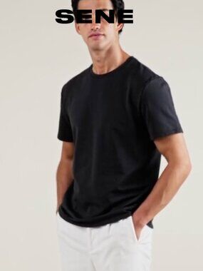 SENE STUDIO Cumulus Crew T-Shirt Men's Small - Black $99